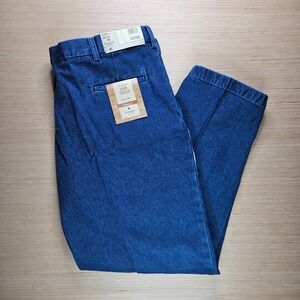 Haggar Denim Trouser Blue Classic Fit Plain Front Comfort‎ Men 44x29 Jeans NEW